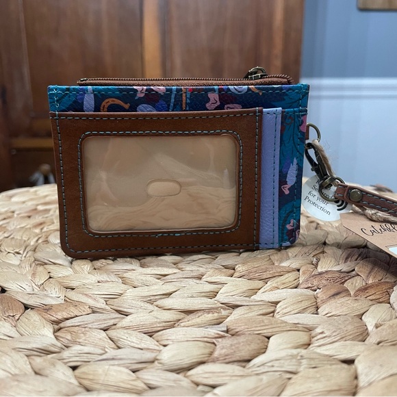 Catchfly Mini Wallet Floral Horseshoe Bow ID Holder Detachable Wristlet NWT - Picture 3 of 5